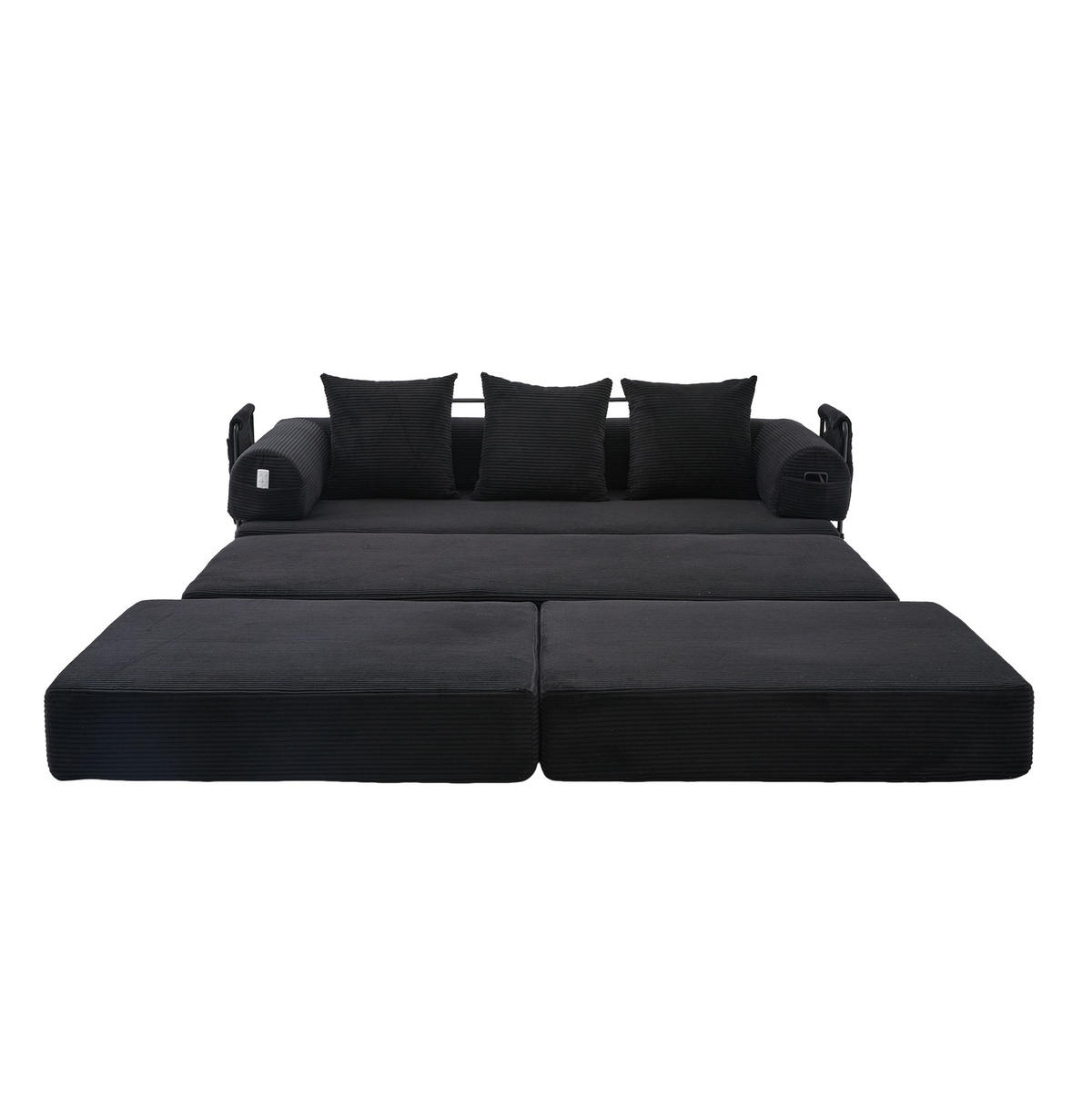 SOFA modular mit Hocker ca. 200 x 190 x 67 cm Cord Black - Schwarz, Kunststoff (190/200cm) - Meubliv