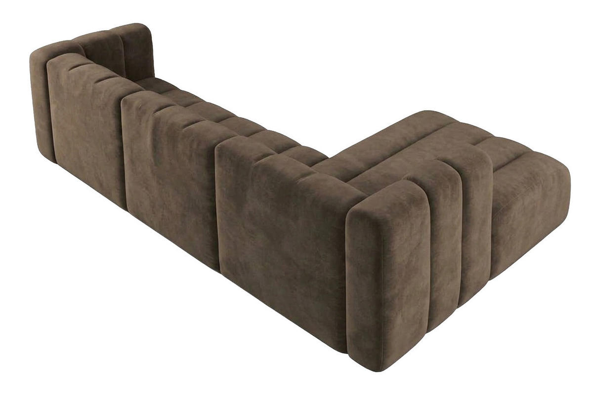 ECKSOFA Modulares In L-Form, Velvet-Stoff Riviera, Braun, Rechts, GRAND 318 cm - Braun, Holz (318/179cm) - Kaiser Möbel