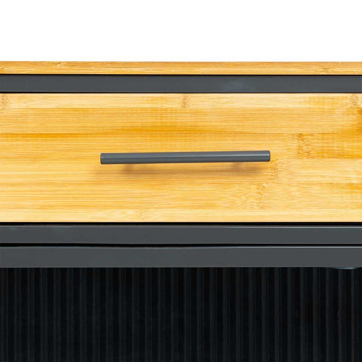 SCHRANK aus Glas und Holz mit 3 Schubladen, Schwarz, 120x35x80h cm - Schwarz, Holz (120/79/35cm) - Wanderlust