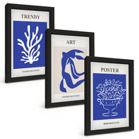 BILDER SET 3er Set - 20x30 cm Schwarzer Rahmen - Matisses abstrakte Plakate - Schwarz, Kunststoff (20/30cm) - TULUP