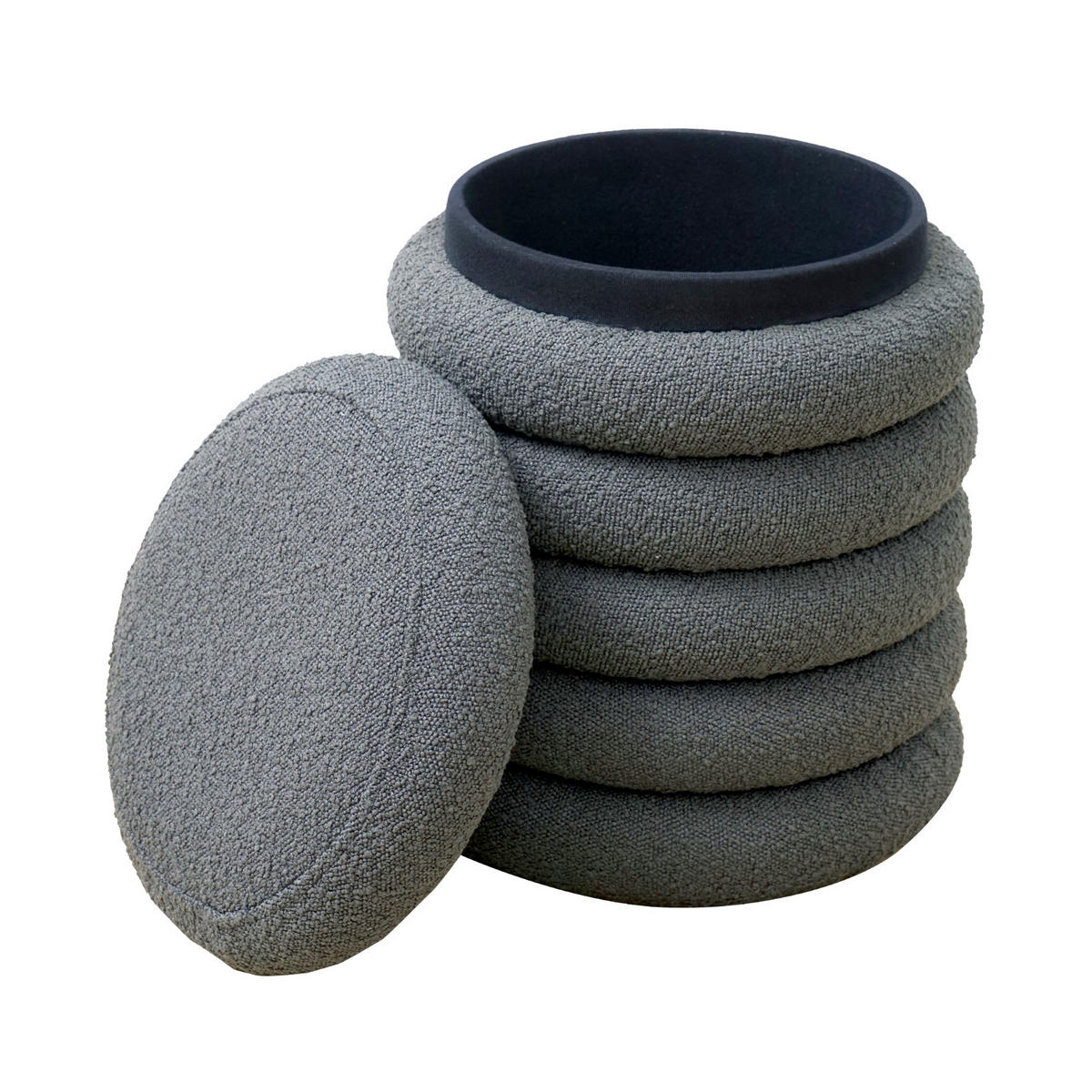 HOCKER BLOSSOM XS mit Stauraum Grau - Grau, Textil (40/43/40cm) - SVITA