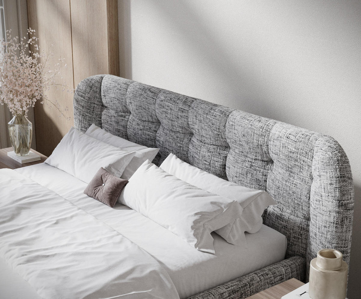 POLSTERBETT Nuno Grau 140/200 cm im Chenille-Stoff - Naturfarben/Grau, Holz/Holzwerkstoff (140/200cm) - Maison de Reve