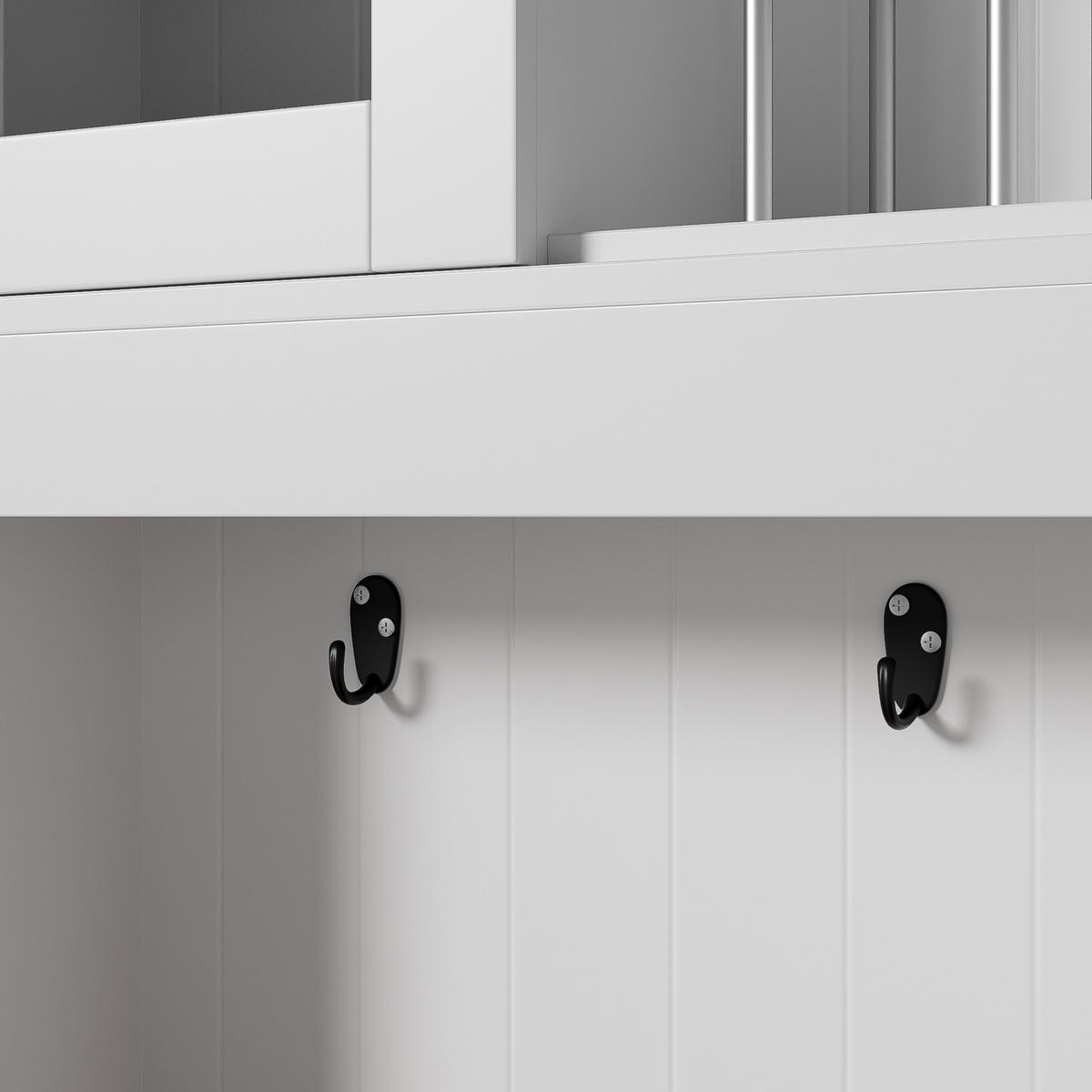 BUFFET 106/176,5/39 cm Weiß/Natur aus Spanplatte mit Vitrinenfächern - Naturfarben, Holzwerkstoff (39/176.5/106cm) - OKMYHOME