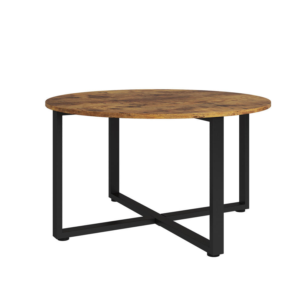 COUCHTISCH Fyrk Antikholz 80 x 80 cm mit Metallrahmen - Eichefarben/Schwarz, Holzwerkstoff (80/80/47cm) - Vicco