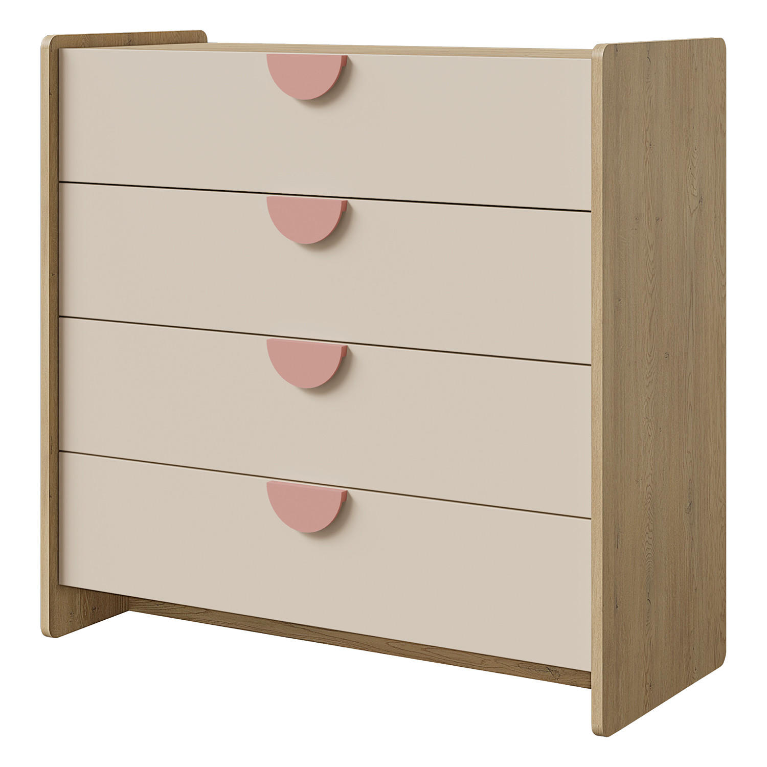 Beautysofa Kommode Eiche, Beige, Rosa 93x91x40 cm
