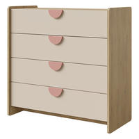 KOMMODE Lena für Kinder und Jugendliche mit 4 Schubladen, 90 cm, Eiche Cremona/Macadamia/Puderrosa - Eichefarben/Beige, Holzwerkstoff (93/91/40cm) - Beautysofa