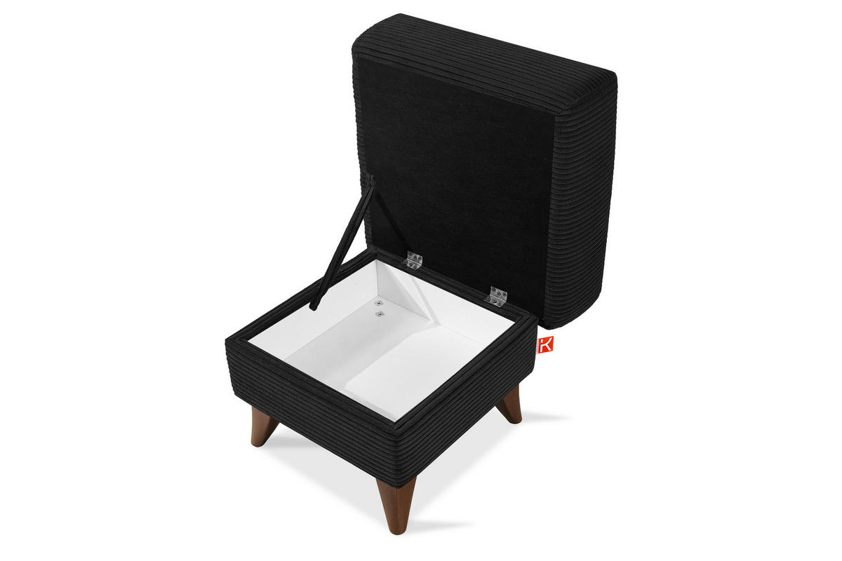 FUẞSTÜTZE GUSTAVO II, Schwarz - Schwarz/Braun, Holz/Holzwerkstoff (53/49/53cm) - KONSIMO®