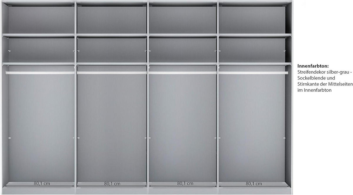 SCHLAFZIMMER Sentara in Weiß mit Glasfronten in Weiß und Kieselgrau 4-teilig mit Schwebetürenschrank - Weiß, Holzwerkstoff (80/200/120cm)