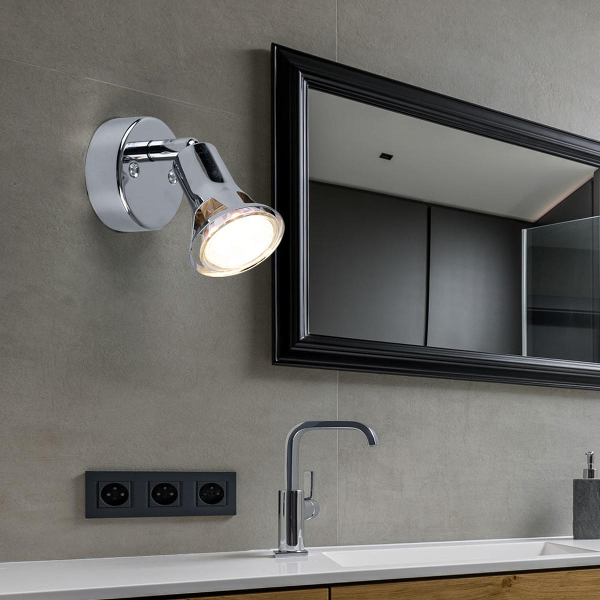 LED WANDLEUCHTE DANTE Silber Chrom - Silberfarben, Metall (7/13/10cm) - Globo Lighting