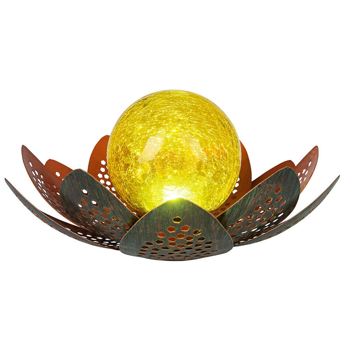 2X LED AUSSENLEUCHTE Lotusblume Gold - Goldfarben, Metall (22/22/13.5cm) - Globo Lighting