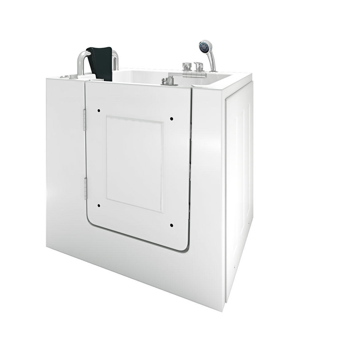 SITZWANNE Whirlpool mit Tür S02WP-A-L - Weiß, Glas/Kunststoff (100/113/78cm) - AcquaVapore by Sandra Jentho