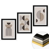 WANDBILDER 3er-Set - 20x30 cm Schwarzer Rahmen - Abstrakte Minimalismusmuster - Schwarz, Kunststoff (20/30cm) - ArtPrintCave