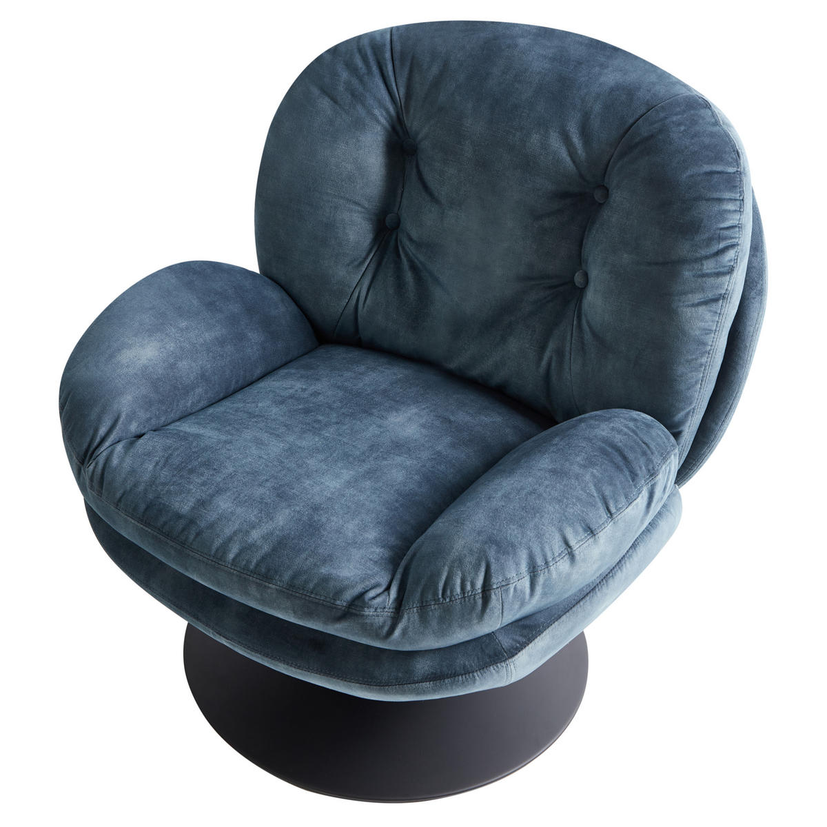 SNURRFÅTÖLJ mörkblå Nolvik - Svart/Mörkblå, Textil/Metall (82/82/85cm) - Beliani
