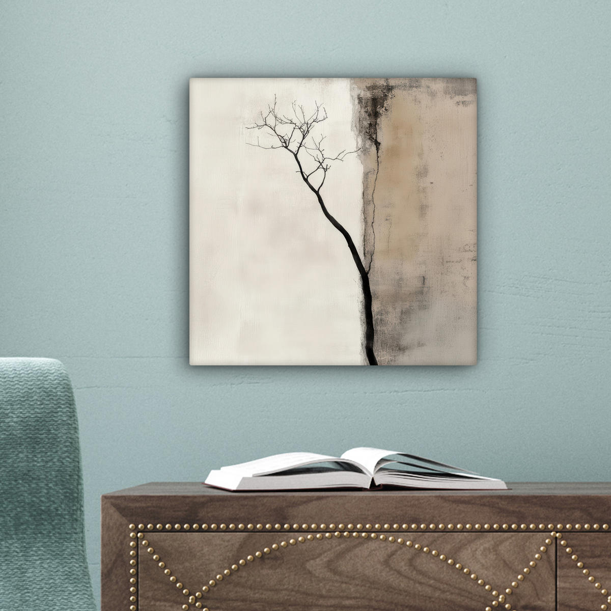 LEINWANDBILD Wabi sabi - Pflanze - Beige 20x20 cm - Taupe, Textil (20/20cm) - MuchoWow