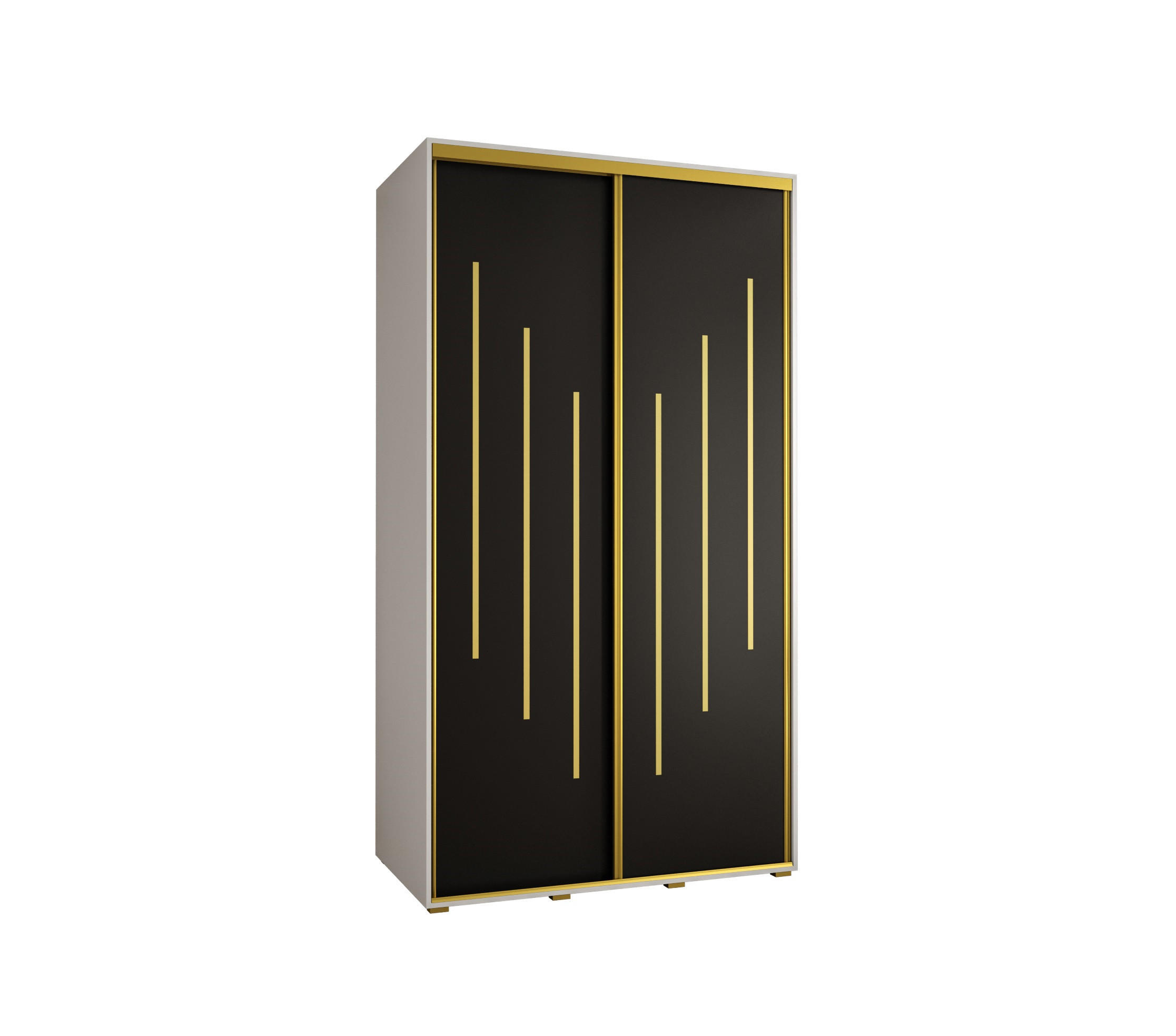 SCHWEBETÜRENSCHRANK 235,2/130/60 2-türig - Goldfarben/Schwarz, Holz/Metall (130/235/60cm) - Abiks Möbel