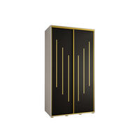 SCHWEBETÜRENSCHRANK 235,2/130/60 2-türig - Goldfarben/Schwarz, Holz/Metall (130/235/60cm) - Abiks Möbel