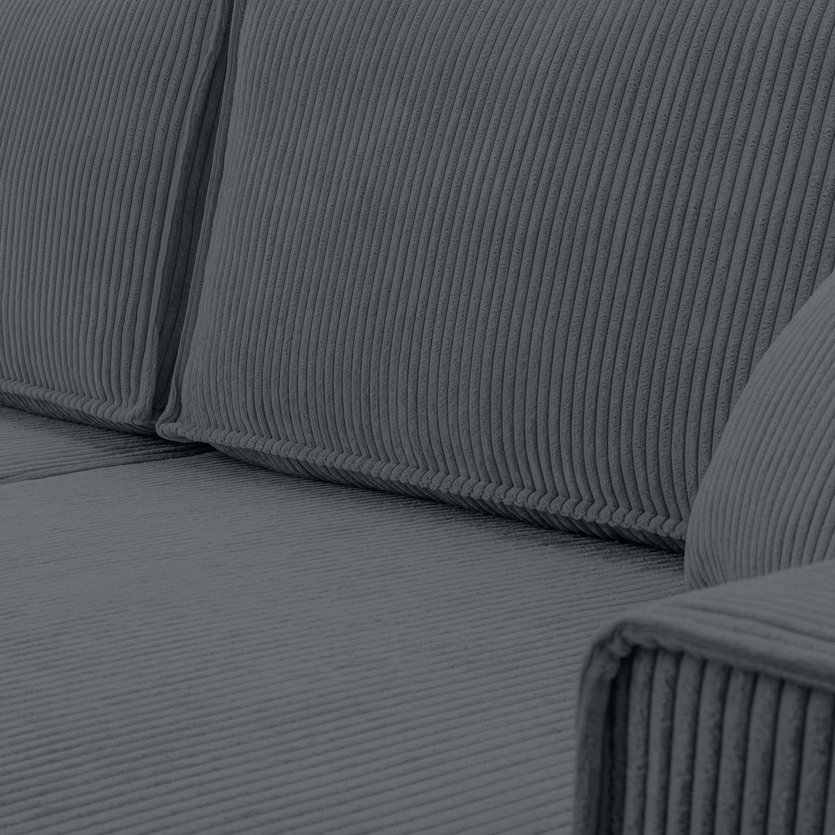 WOHNLANDSCHAFT Cedria Grau 389/145/85 cm mit Schlaffunktion - Schwarz/Grau, Kunststoff/Textil (389/85/145cm) - AX Living