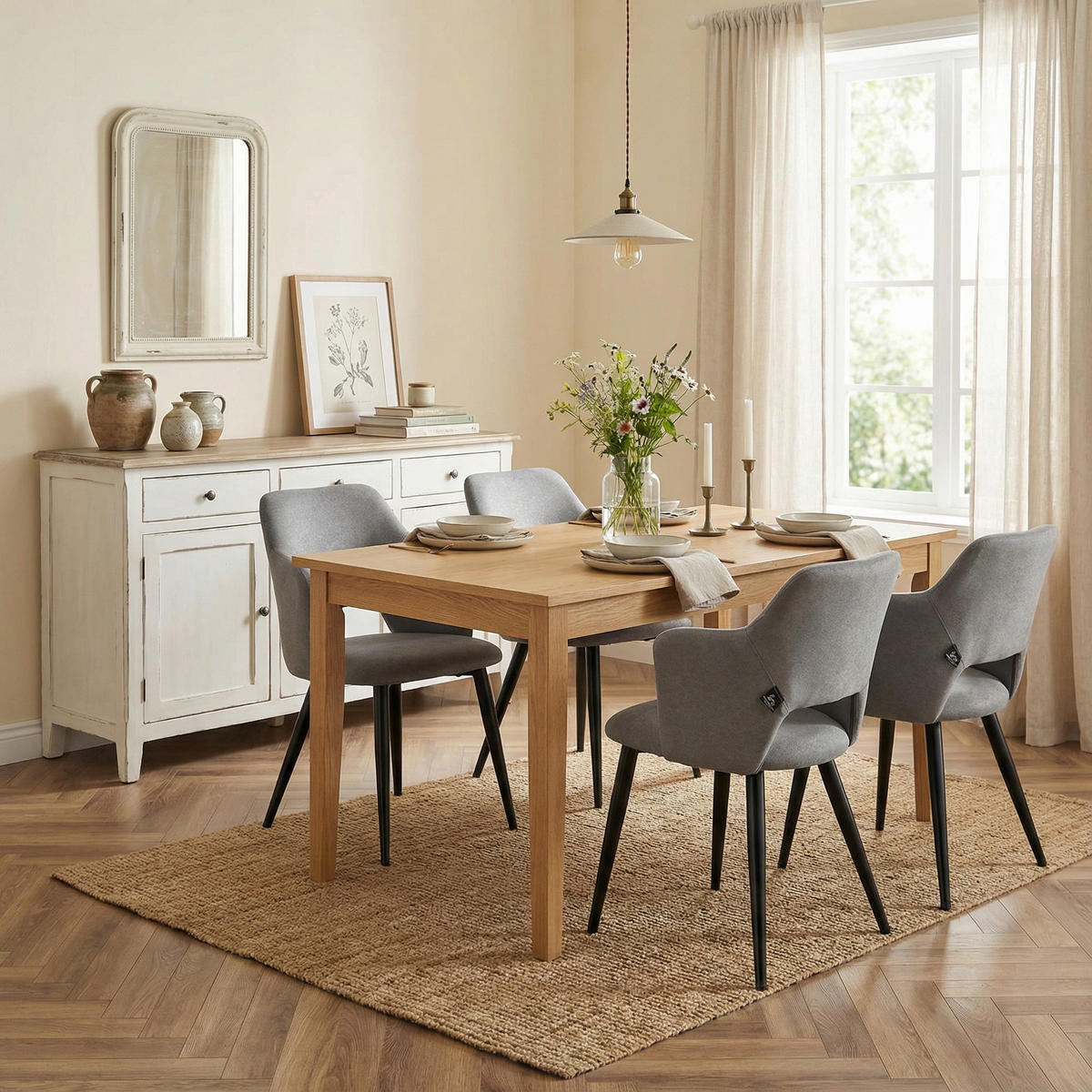 ESSZIMMERSTUHL 4er Set Haustierfreundlich in Grau - Grau, Textil (63/53/55cm) - Meubles Cosy