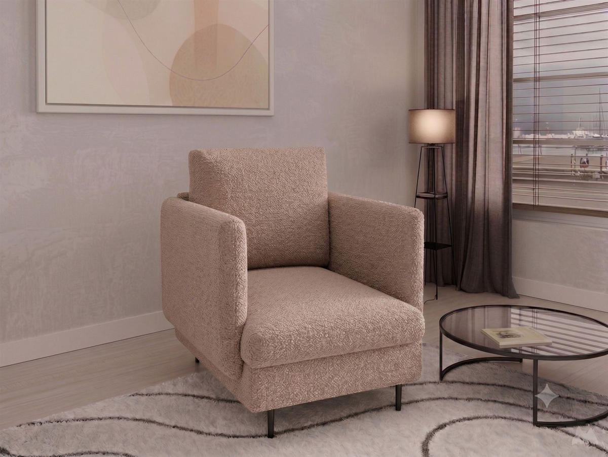 SOFASET Helmer 3-2-1 In Stoff Baloo - Hellbraun, Holzwerkstoff/Textil (226/95/95cm) - Fun Möbel