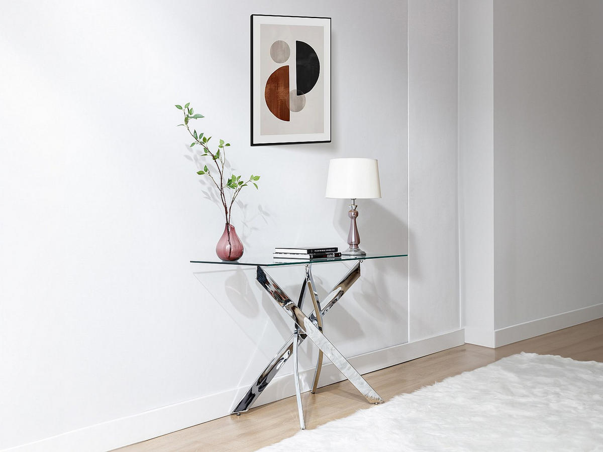 KONSOLENTISCH - 120 cm x 44.5 cm - glas - transparent, silberfarben Cosima - Transparent/Silberfarben, Glas (44.5/120/75cm) - Vente-Unique