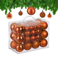 50XWEIHNACHTSKUGELN - Orange, Kunststoff (6/7/6cm) - Relaxdays