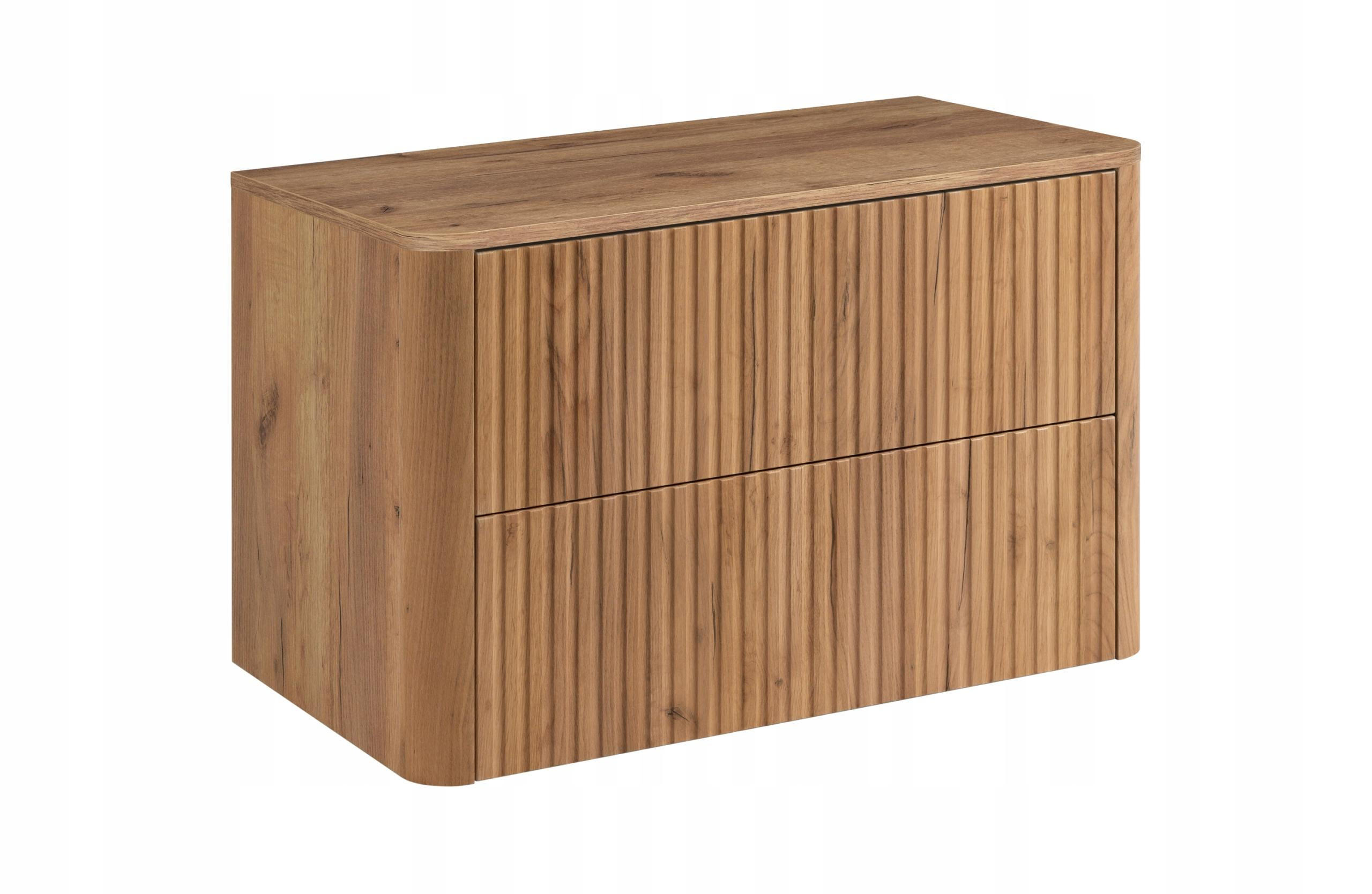 WASCHBECKENUNTERSCHRANK LINEA hängend geriffelt Eiche dunkelbraun mit Waschtischplatte 80/48/44 cm - Braun, Holzwerkstoff (80/48.4/43.7cm) - Rodan