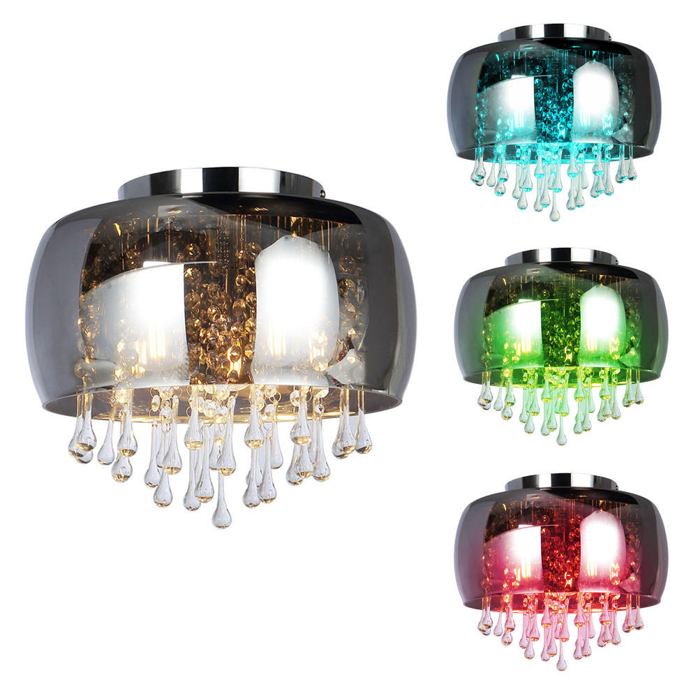 LED DECKENLEUCHTE Kalla Chrom Grau - Grau, Glas (35/35/28cm)