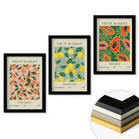 WANDBILDER 3er-Set - 20x30 cm Schwarzer Rahmen - Zitrusfrüchte, tropischer Retro-Stil - Schwarz, Kunststoff (20/30cm) - ArtPrintCave