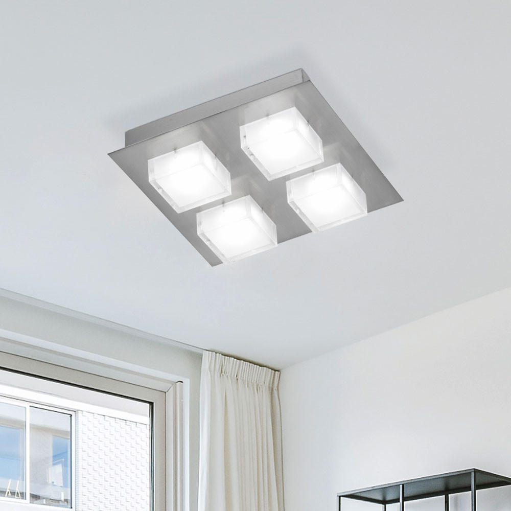 LED DECKENLEUCHTE Glas Weiß Nickel-matt - Weiß, Glas (26/26/6.5cm) - Wofi