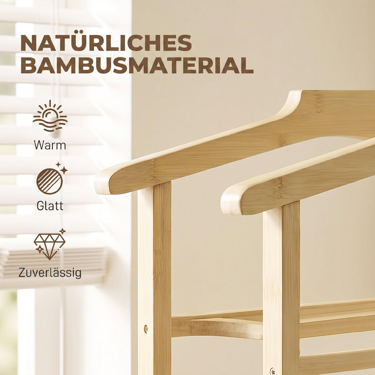KLEIDERSTÄNDER Bambus Eiche - Eichefarben, Holz/Bambusholz (41/105/50cm) - HOMCOM