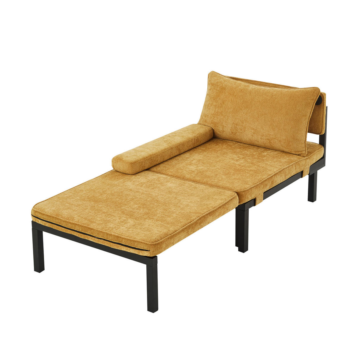 SCHLAFSESSEL mit Schlaffunktion, USB- und Type-C-Anschluss, platzsparendes 2-in-1-Design, Gelb - Gelb, Textil (82/79/176cm) - Redom