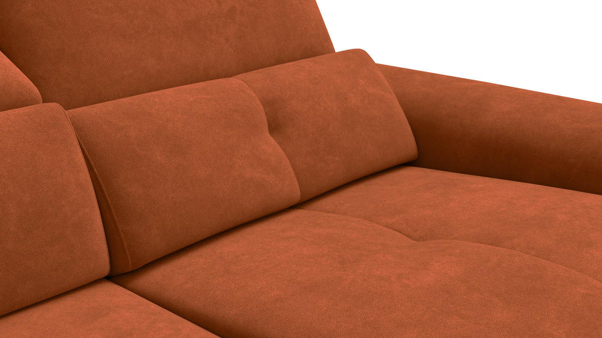 SOFA RELAX AVENA 3-Sitzer, dunkeloranger Veloursstoff - Dunkelorange/Schwarz, Holz/Textil (204/80/108cm) - Wozimo