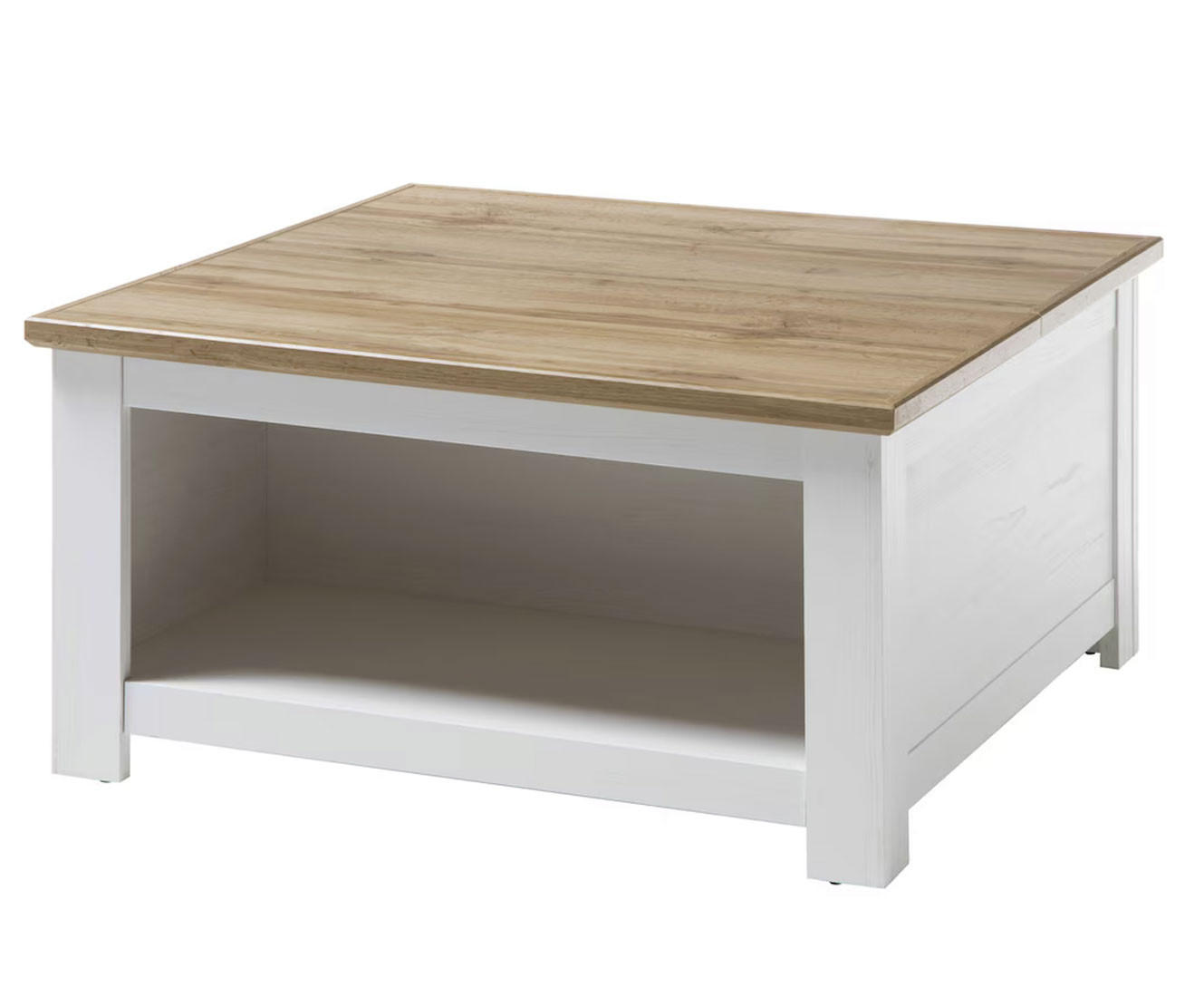COUCHTISCH Landhaus Pinie weiß / Eiche Wotan 95 / 95 / 50cm - Eichefarben/Pinienfarben, Holz/Holzwerkstoff (95/95/50cm) - Feldmann-Wohnen