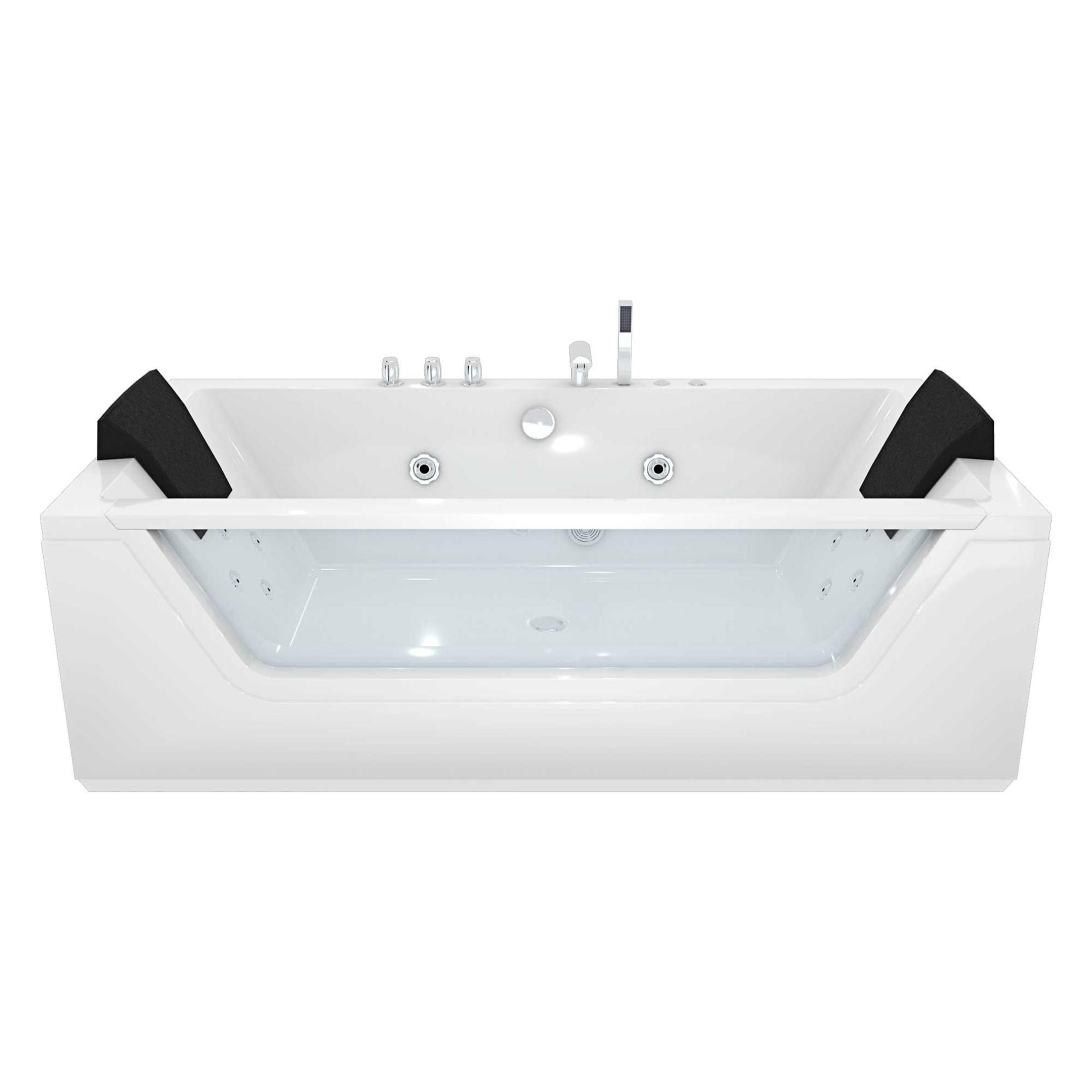 WHIRLPOOL Pool Badewanne Wanne W83-B 180x90 - Weiß, Glas/Kunststoff (90/55/180cm) - AcquaVapore by Sandra Jentho
