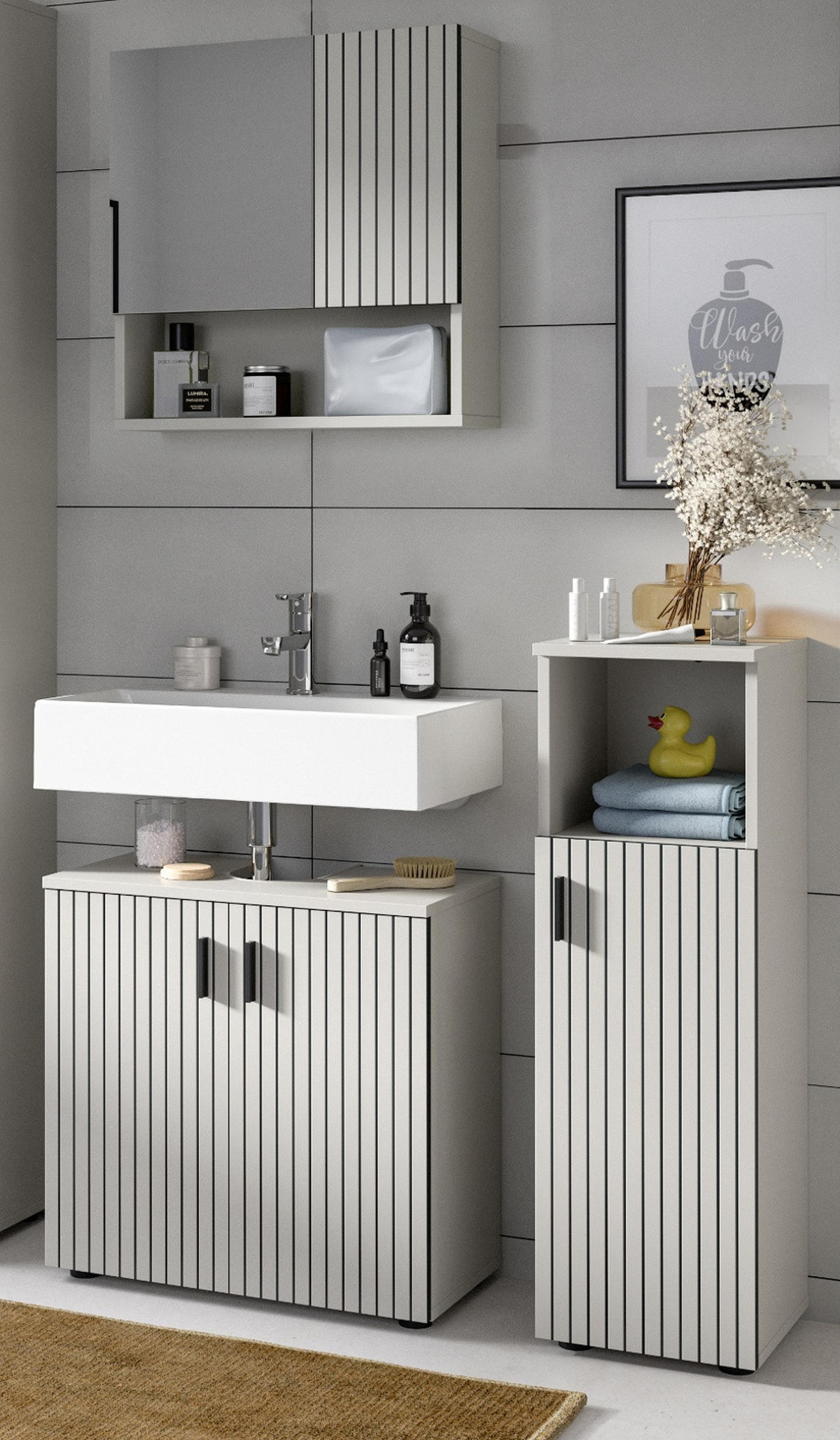 SPIEGELSCHRANK kaschmir, Badschrank mit Spiegel 54 cm - Kaschmir, Glas/Holzwerkstoff (54/55/17cm) - Inn.Furn