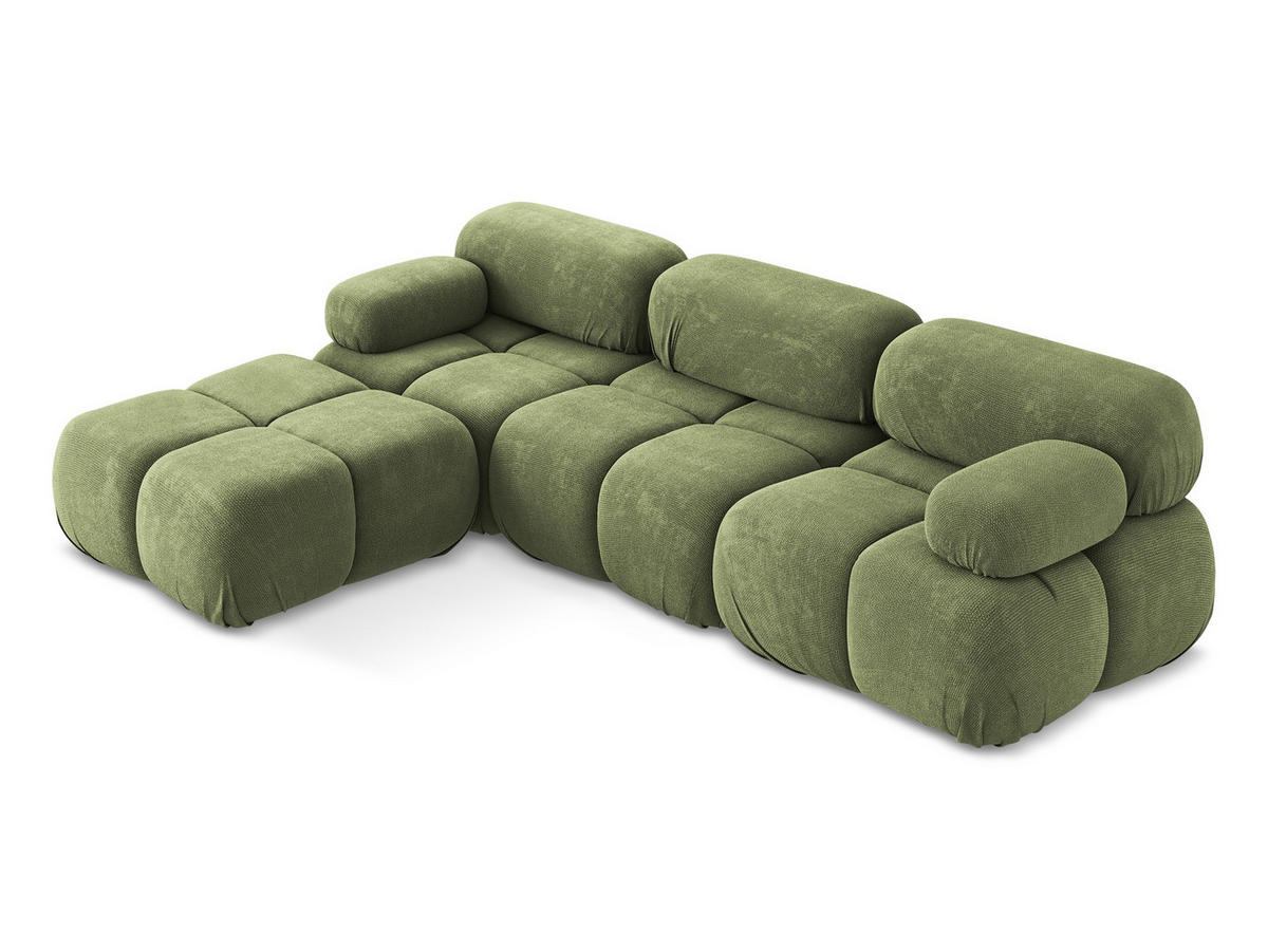 ECKSOFA Beidseitig Chenille Stoff Grün - Schwarz/Grau, Kunststoff/Textil (285/191cm) - Makamii