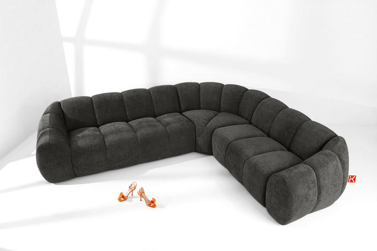 ECKSOFA RECHTS FLAVA, Graphitfarben - Graphitfarben, Holz/Holzwerkstoff (310/270cm) - KONSIMO®