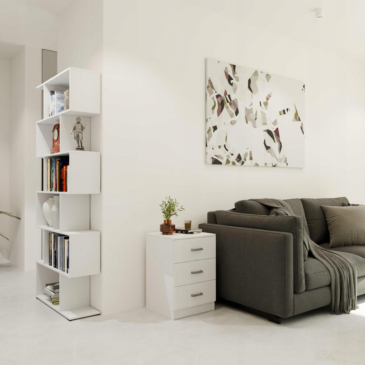 KOMMODE CR3-LOFT-3S Weiß 42/40,3/62,3 cm - Weiß, Holzwerkstoff (42/62.3/40.3cm)