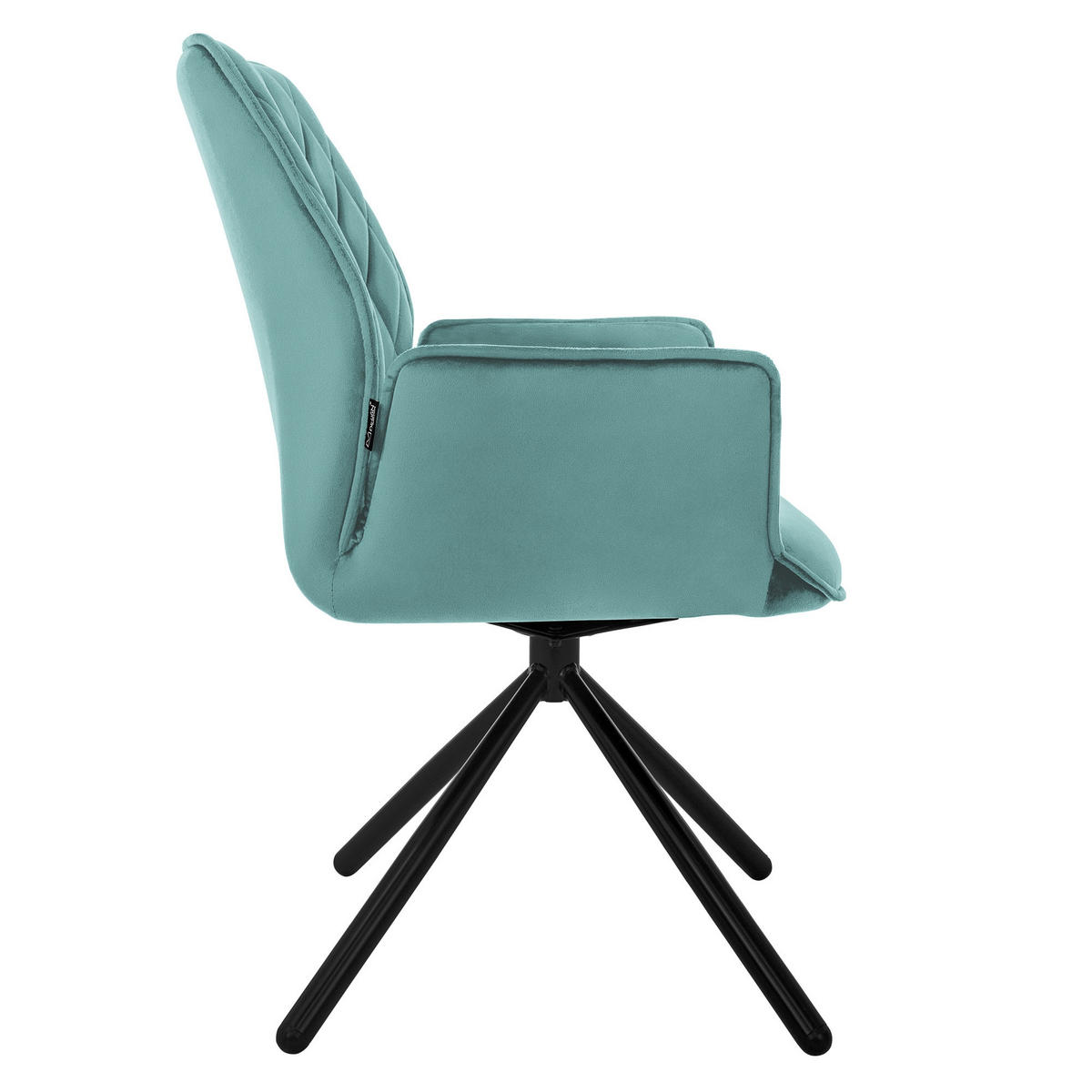 DREHSTUHL Samt Salbei - Blau, Metall (63/90/57cm) - ML-DESIGN