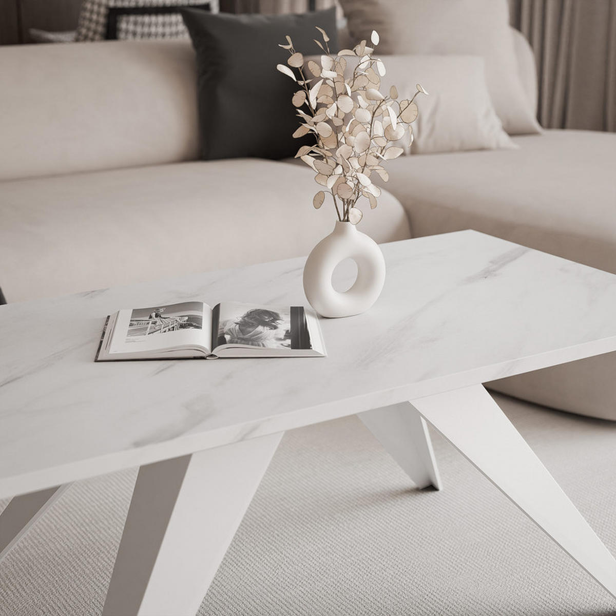 COUCHTISCH AIRA 120/60/48 cm Rechteckig, Weiß/Bianco - Weiß, Metall (60/120/48cm) - Idohome