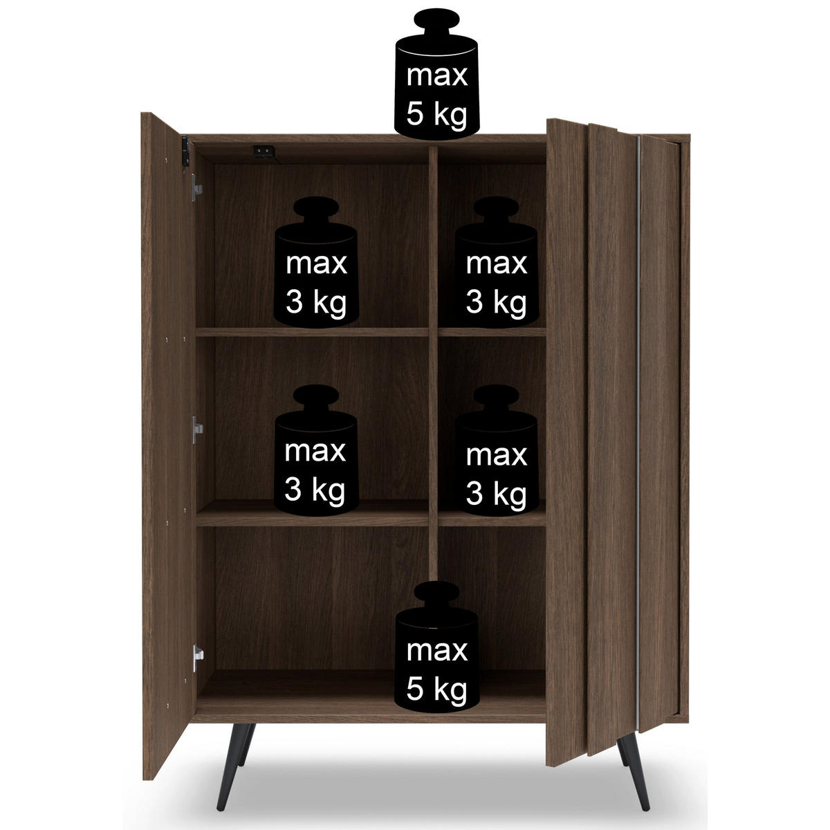 KOMODA Amaro, dub, 93 cm - černá/barva dubu, kov/kompozitní dřevo (93.5/125.6/40cm) - Selsey