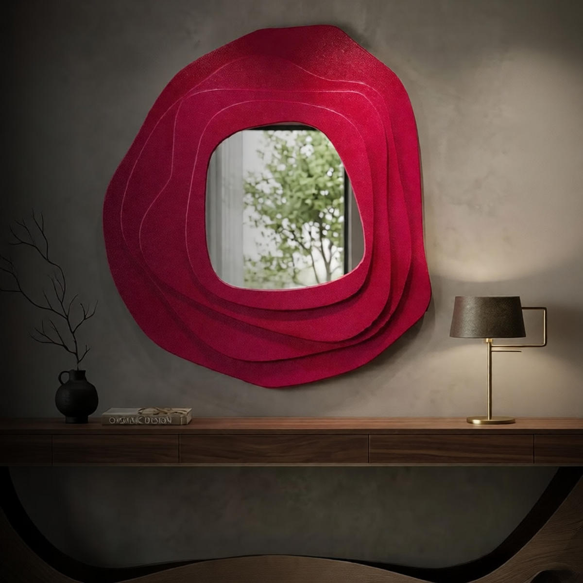 WANDSPIEGEL Dalia, fuchsia, MDF und Spiegelglas, 90 x 4 x 97 cm - Magenta, Glas/Holzwerkstoff (90/97/4cm) - Mauro Ferretti