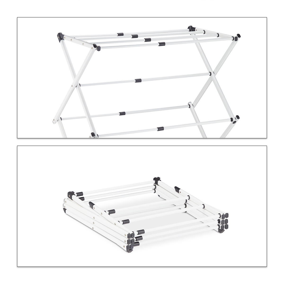 STOJAN na prádlo - biela, kov/plast (74/106/38cm) - Relaxdays