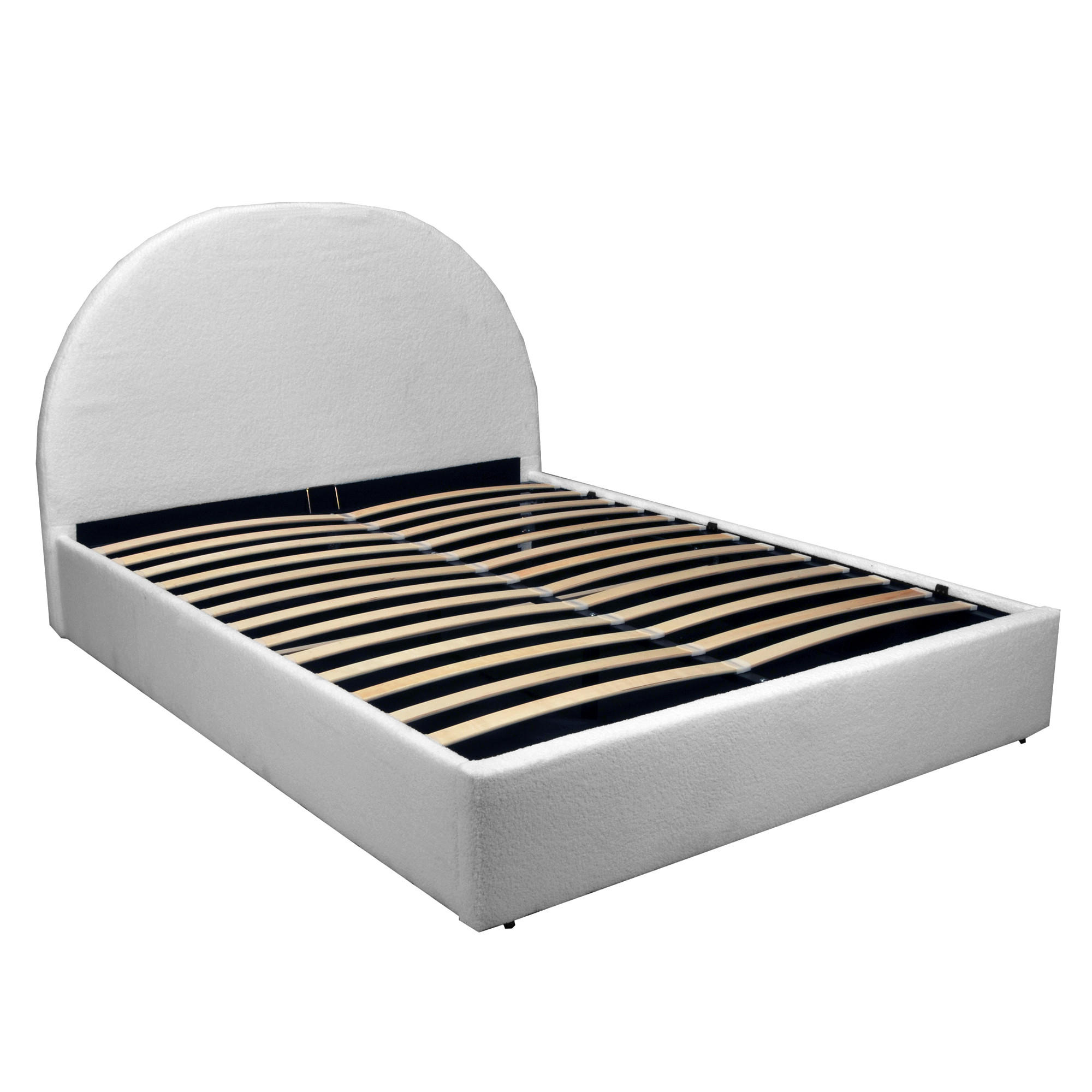 BETTKASTEN MIT LATTENROST SHERPA / BETT 160x200 - Weiß Bouclé Stoff - Weiß, Holzwerkstoff (160/200cm) - Weber Industries