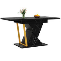 ESSTISCH ausziehbar 110-140/80/76 cm DE-39601 Marmoroptik - Schwarz, Holzwerkstoff (80/110/76cm) - ComfortXL