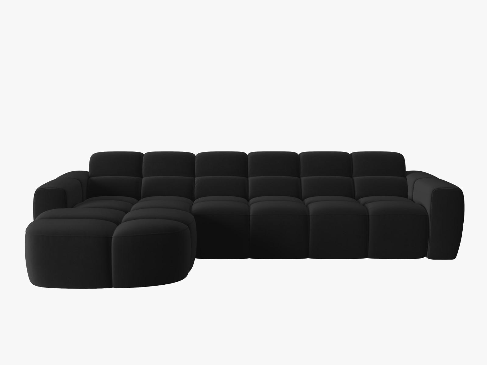 ECKSOFA links Lisa aus Samt schwarz 4 Sitzplätze - Schwarz, Textil (170/310cm) - Micadoni