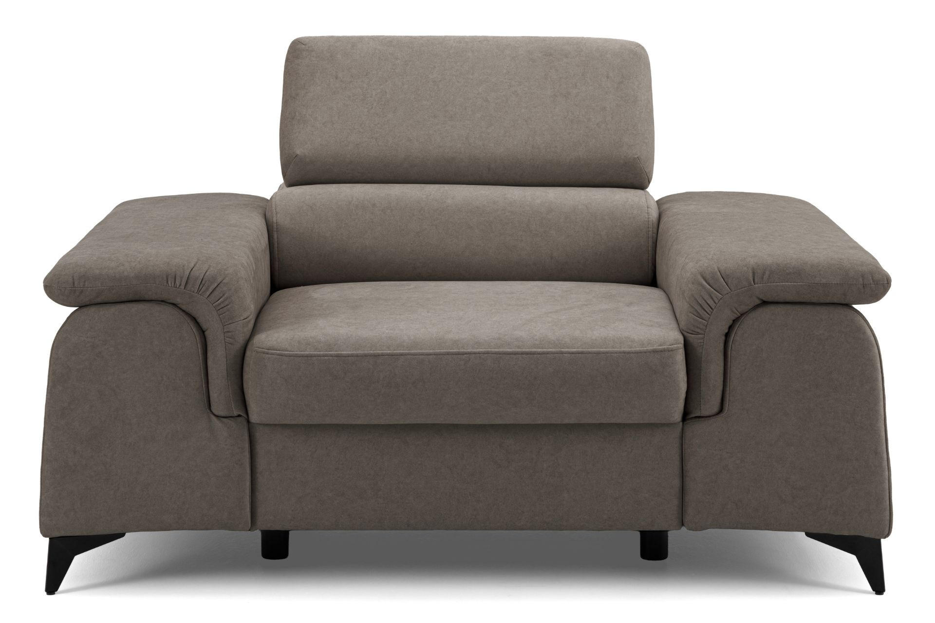 SESSEL PLAZA mit verstellbare Kopfstütze Velours Braun - Schwarz/Braun, Holz/Textil (130/95/100cm) - Muffo