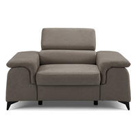 SESSEL PLAZA mit verstellbare Kopfstütze Velours Braun - Schwarz/Braun, Holz/Textil (130/95/100cm) - Muffo