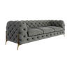 CHESTERFIELD-SOFA 3-Sitzer Lexi Grau Samt - Goldfarben/Grau, Holz/Textil (243/75/100cm) - S-Style Möbel