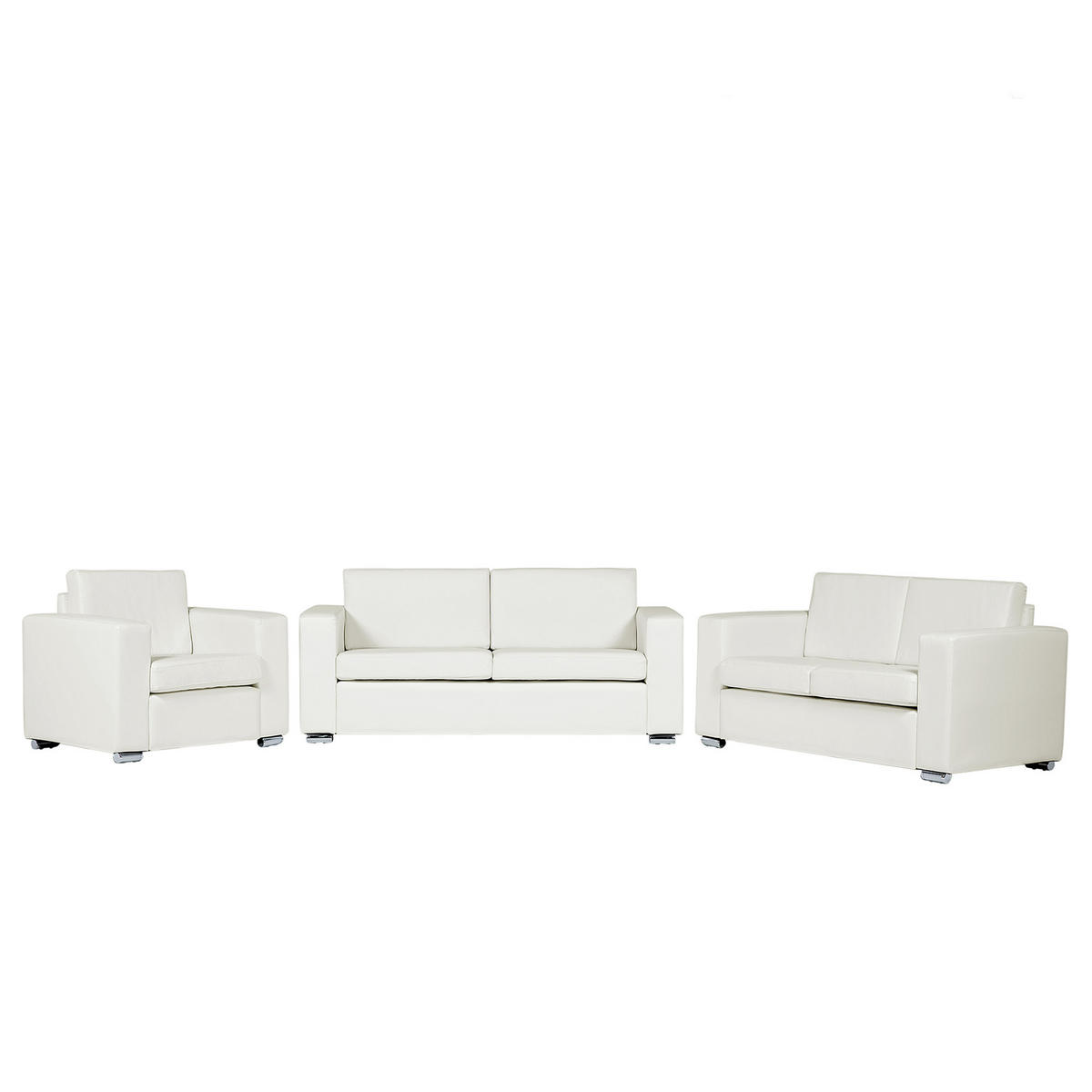 SOFA-SET 6-sitzer Leder Weiß Helsinki - Weiß, Leder/Kunststoff (186/72/76cm) - Beliani
